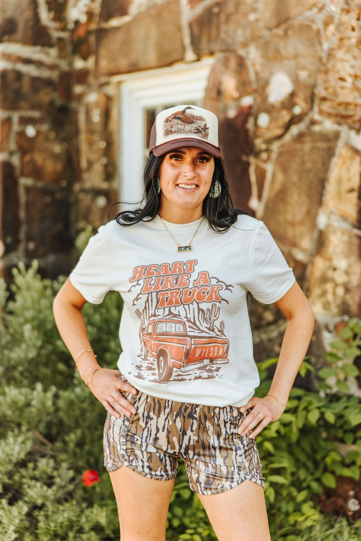 Heart Like A Truck Graphic Tee - Coral