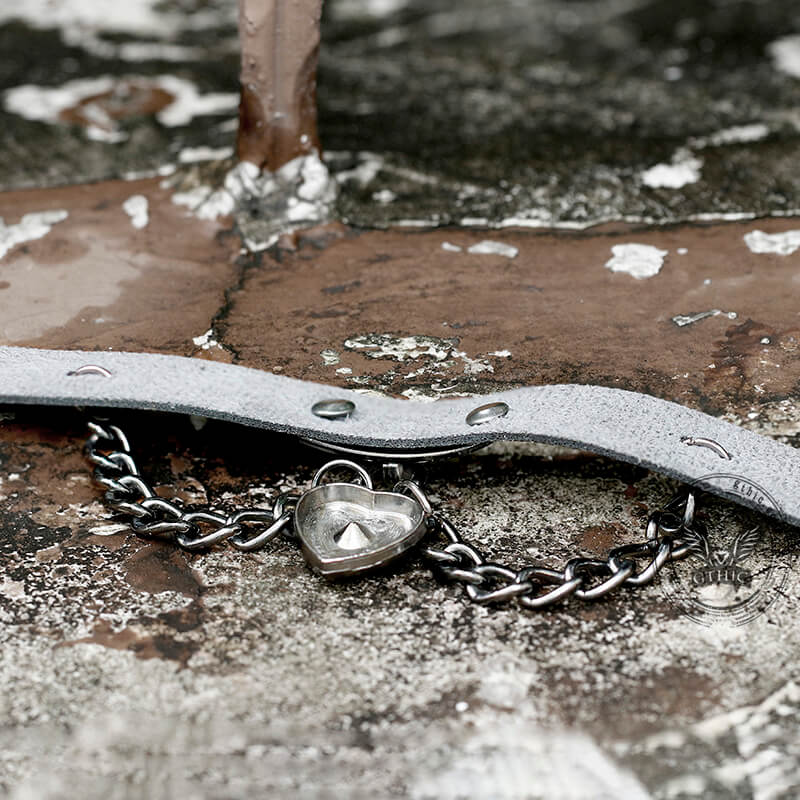 Heart Lock Alloy Leather Choker Necklace