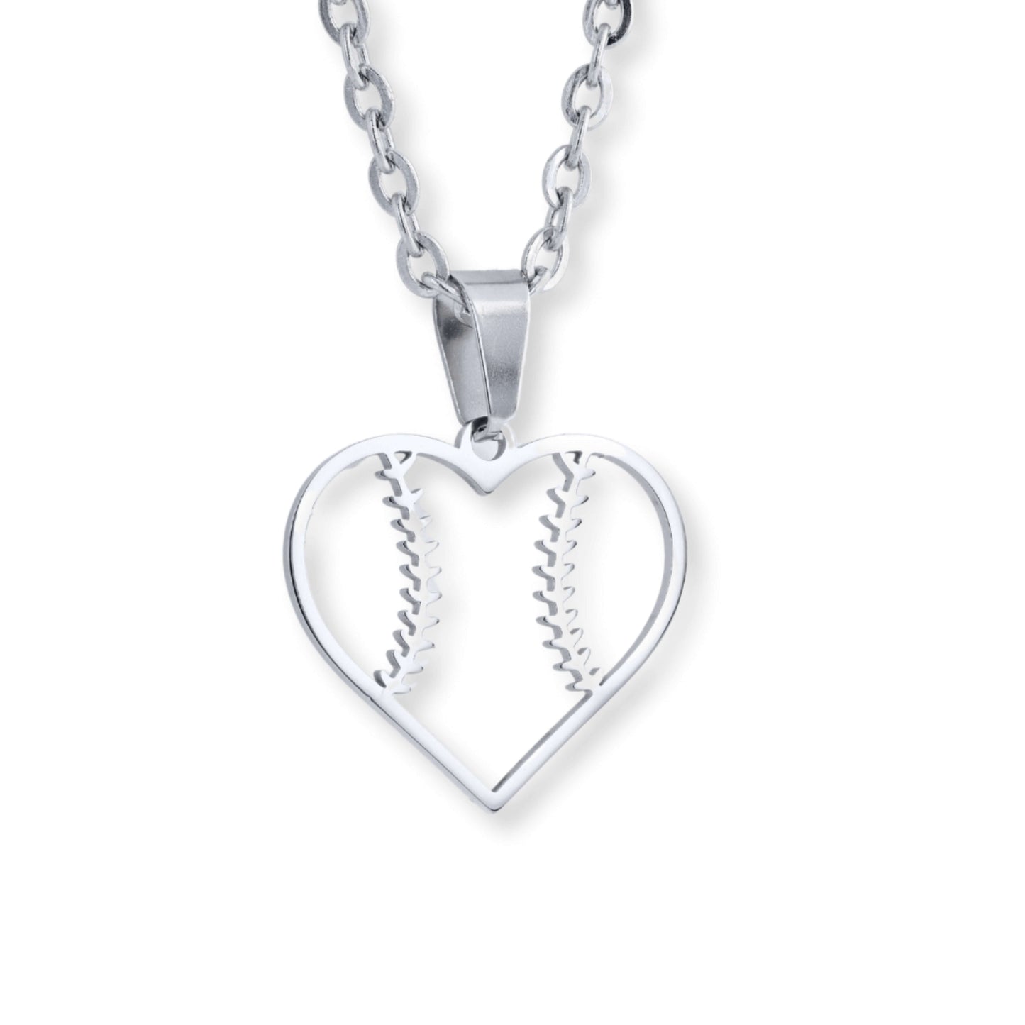 Heart Seams Baseball Necklace