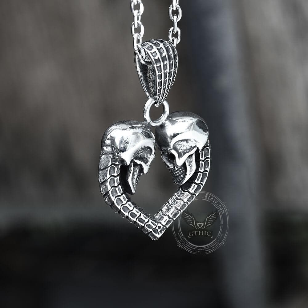 Love You Till Death Stainless Steel Skull Pendant