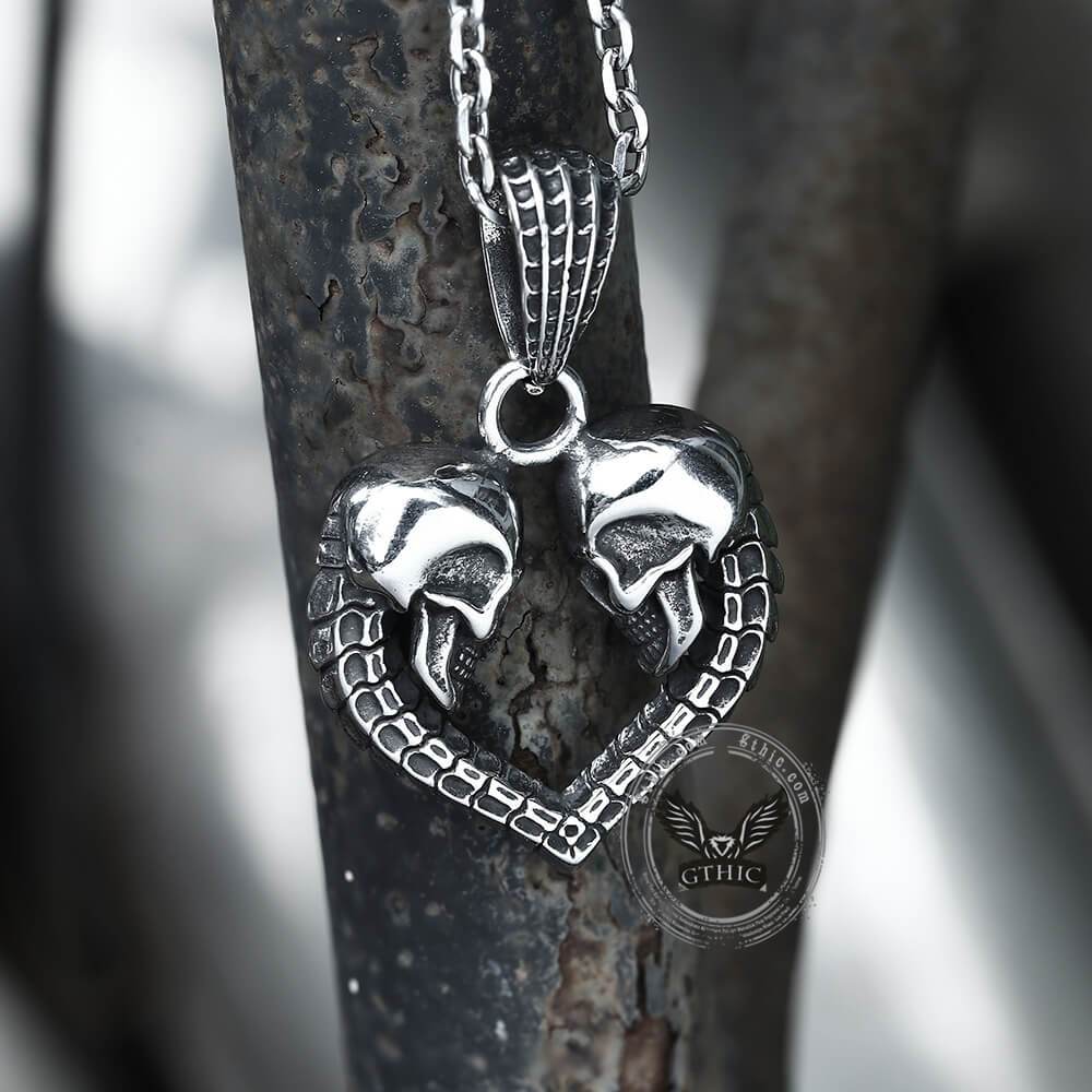 Love You Till Death Stainless Steel Skull Pendant