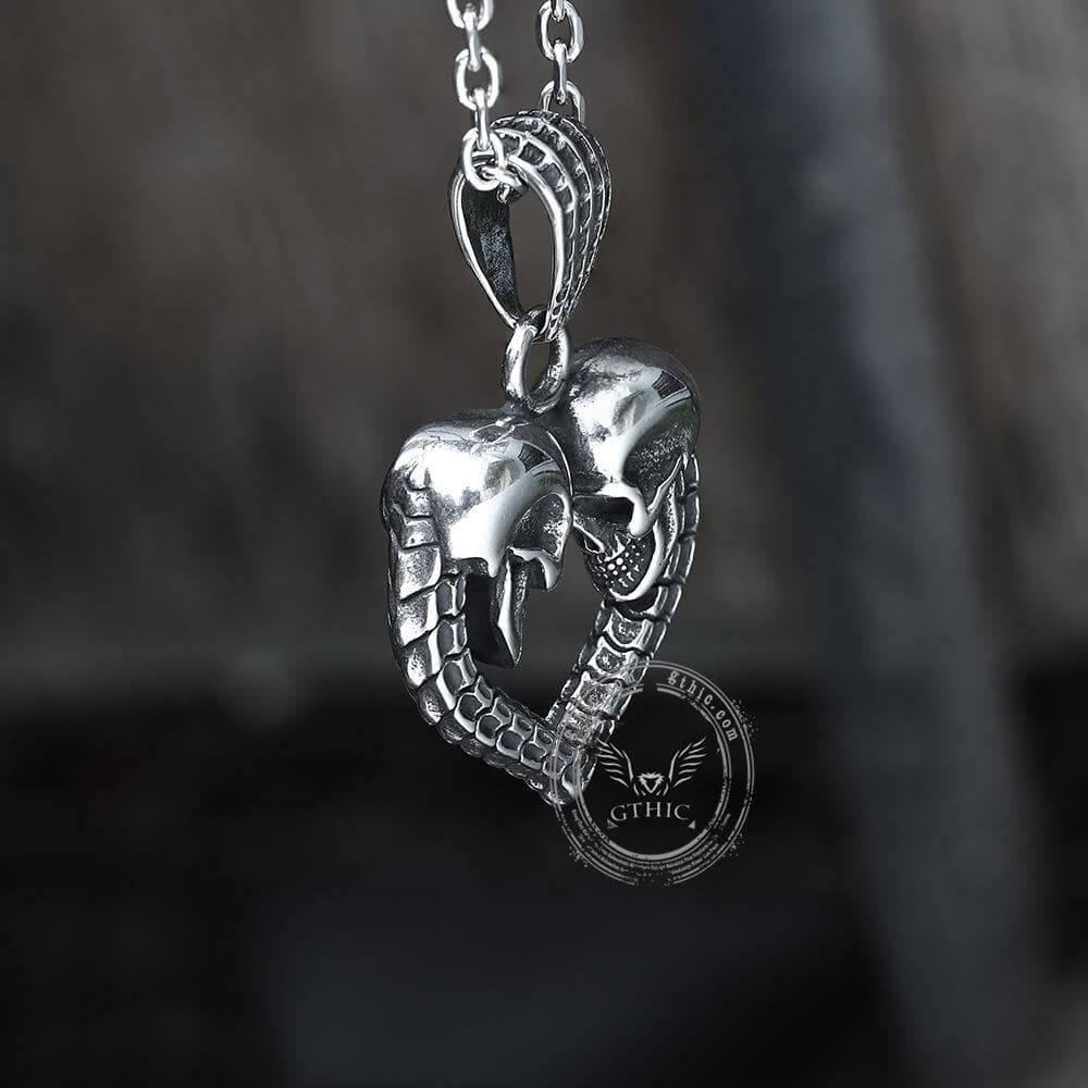 Love You Till Death Stainless Steel Skull Pendant