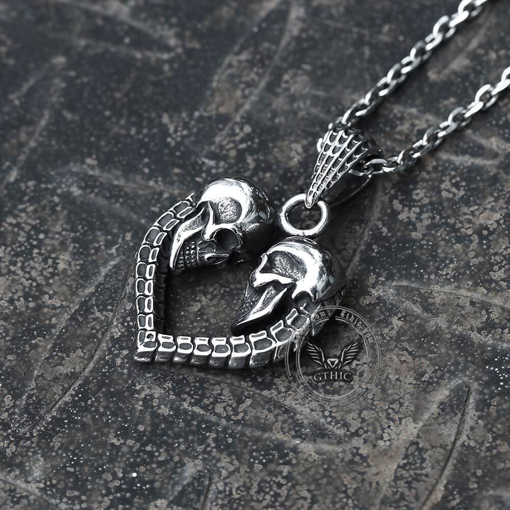 Love You Till Death Stainless Steel Skull Pendant