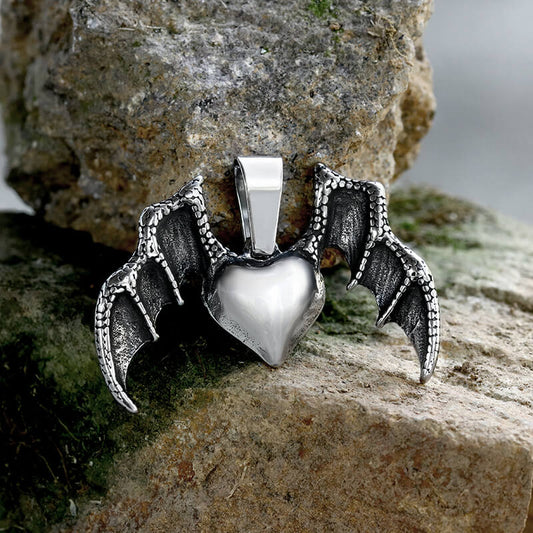 Heart With Wings Stainless Steel Pendant