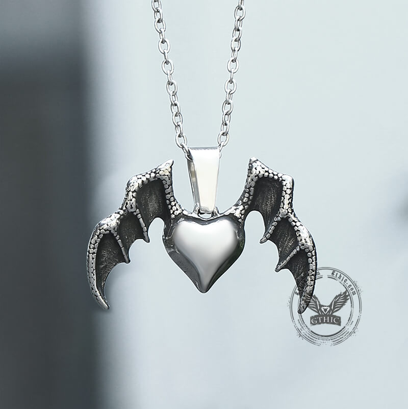 Heart With Wings Stainless Steel Pendant