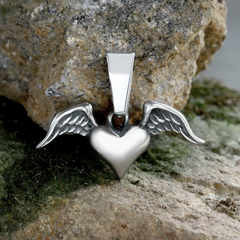 Heart With Wings Stainless Steel Pendant