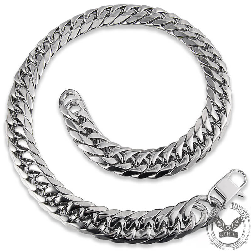 Heavy Polished Cuban Link Chain Stainless Steel Men's Necklace