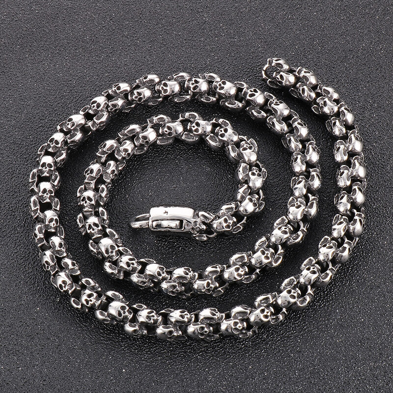 Heavy Skull Link Chain Stainless Steel Necklace