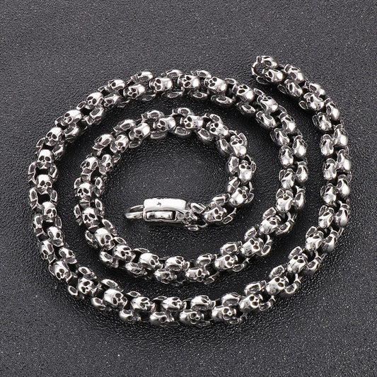 Heavy Skull Link Chain Stainless Steel Necklace