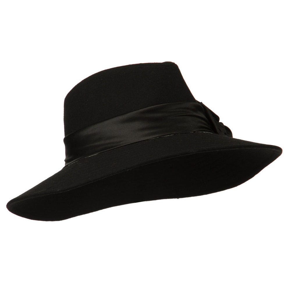 Wide Brim Dressy Hat with Flower Decoration