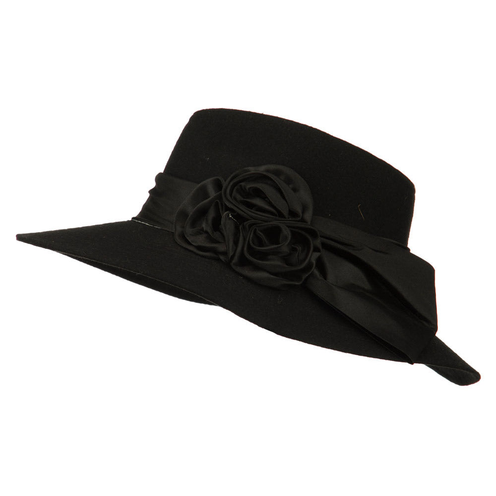 Wide Brim Dressy Hat with Flower Decoration