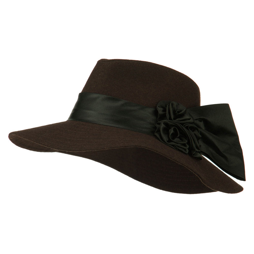 Wide Brim Dressy Hat with Flower Decoration