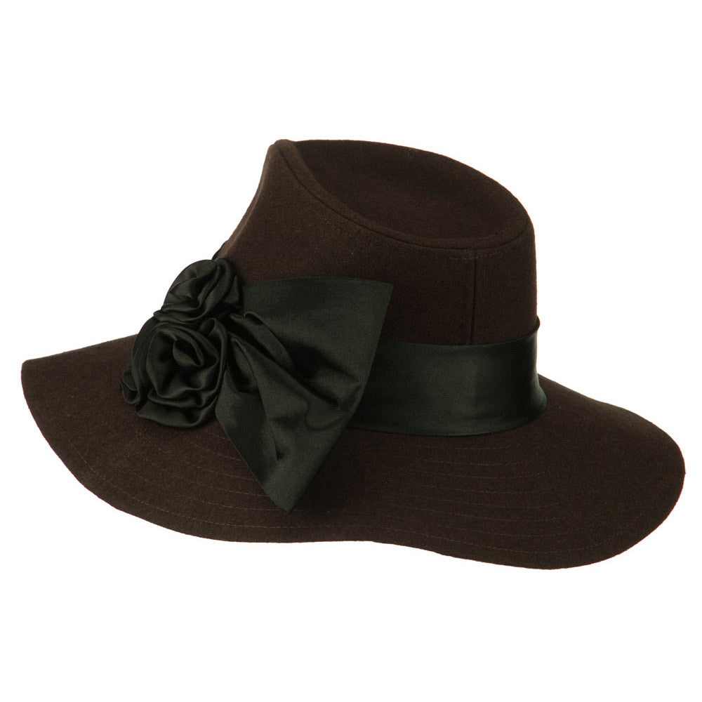 Wide Brim Dressy Hat with Flower Decoration
