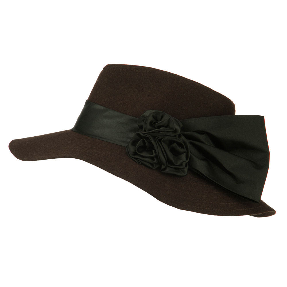 Wide Brim Dressy Hat with Flower Decoration