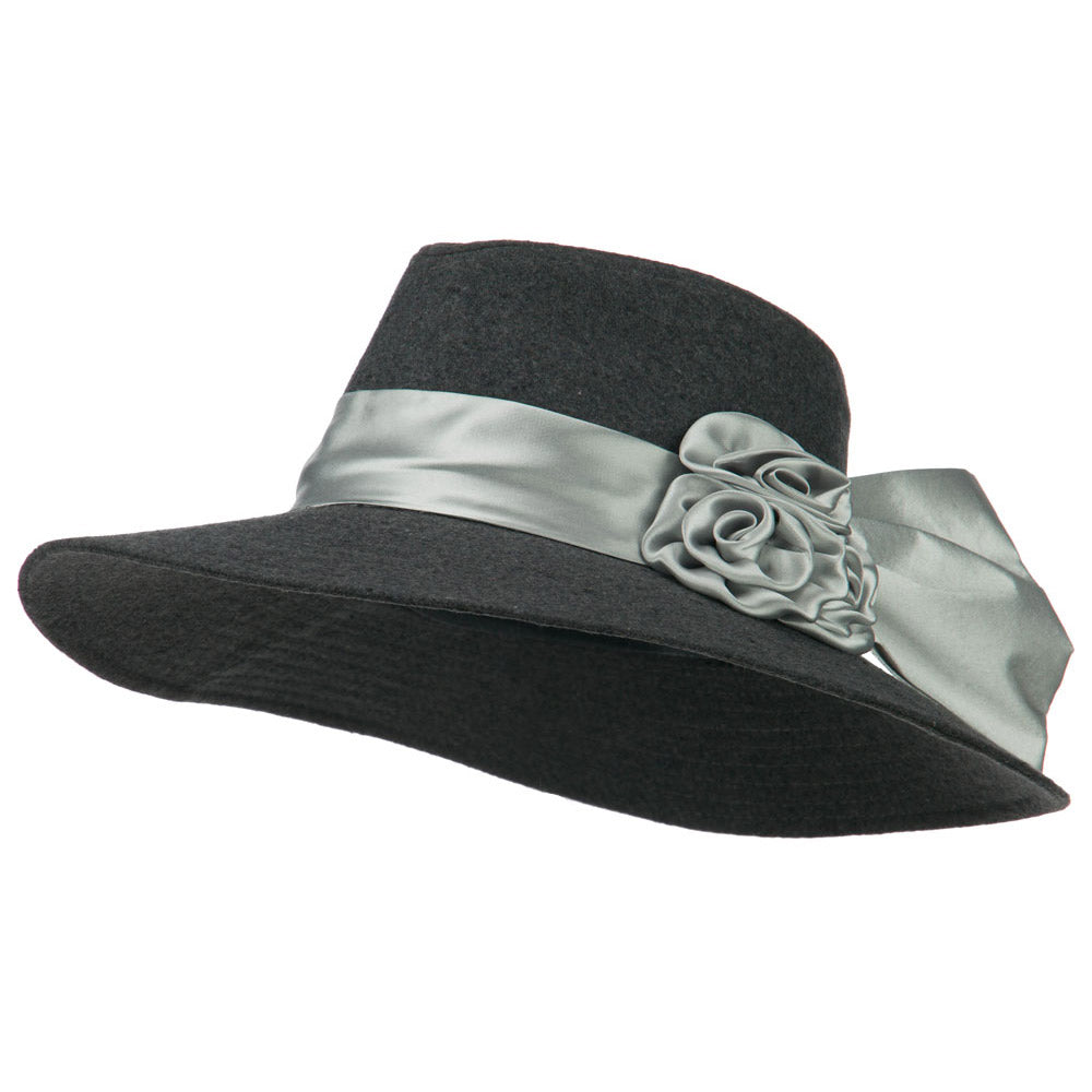 Wide Brim Dressy Hat with Flower Decoration