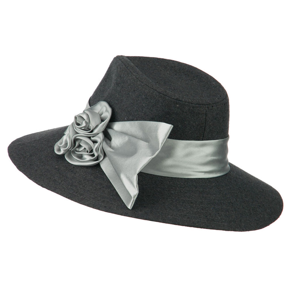 Wide Brim Dressy Hat with Flower Decoration