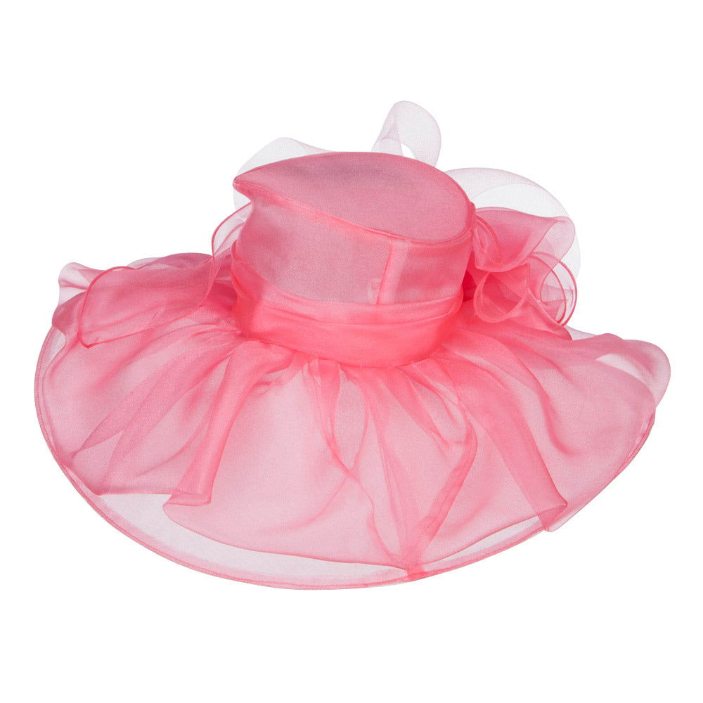 Horsehair Bow Layered Brim Organza Hat