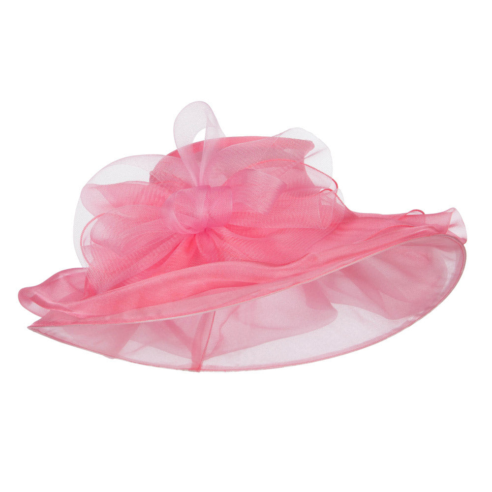 Horsehair Bow Layered Brim Organza Hat