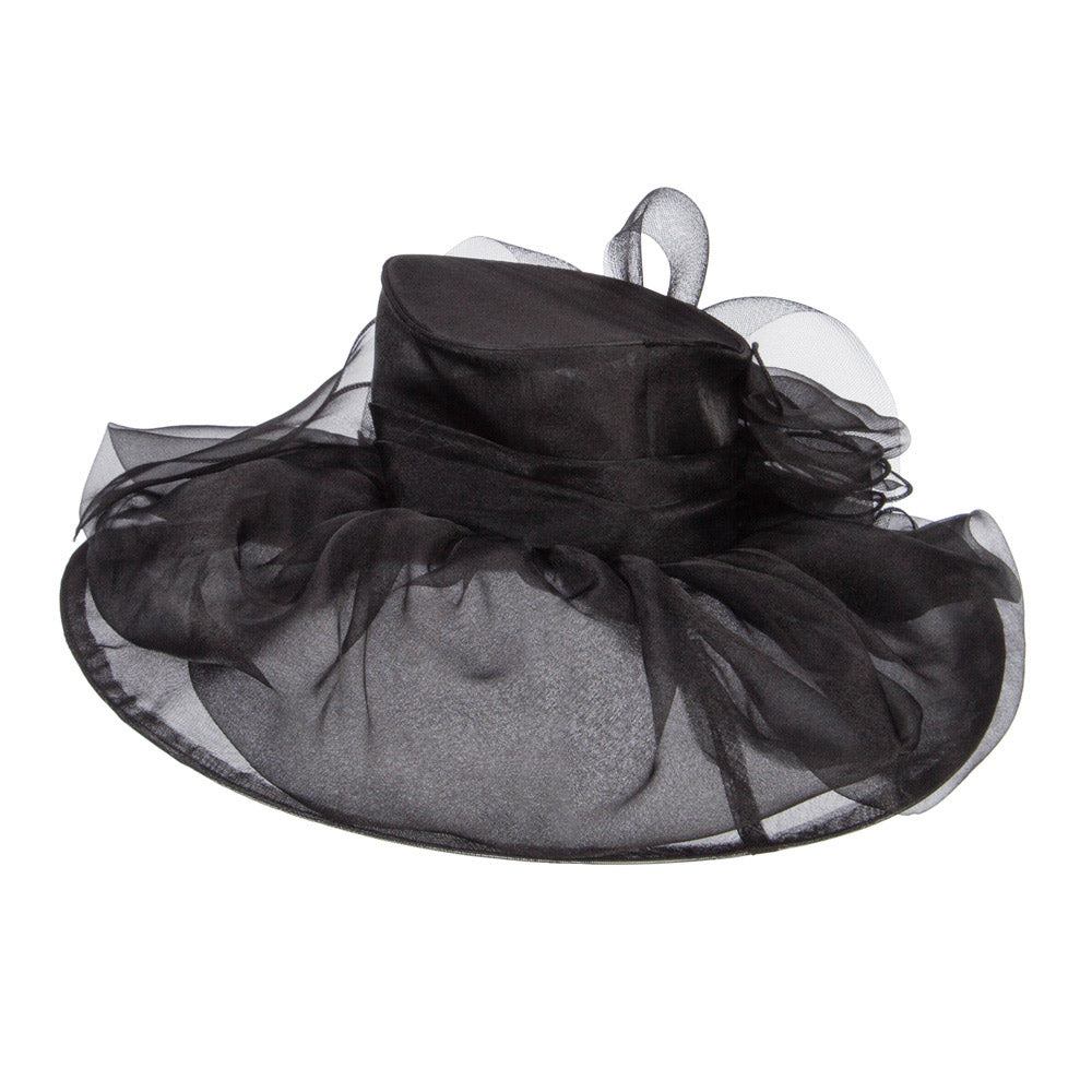 Horsehair Bow Layered Brim Organza Hat