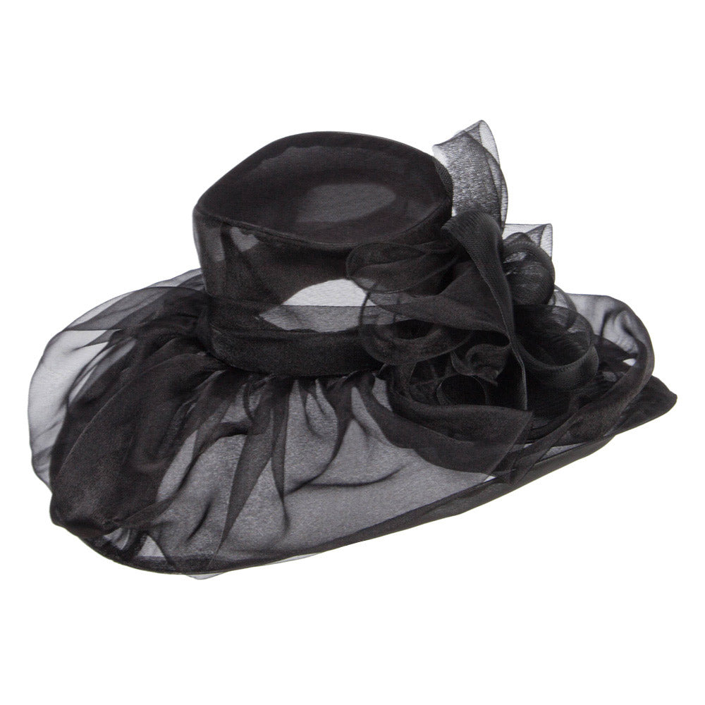 Horsehair Bow Layered Brim Organza Hat