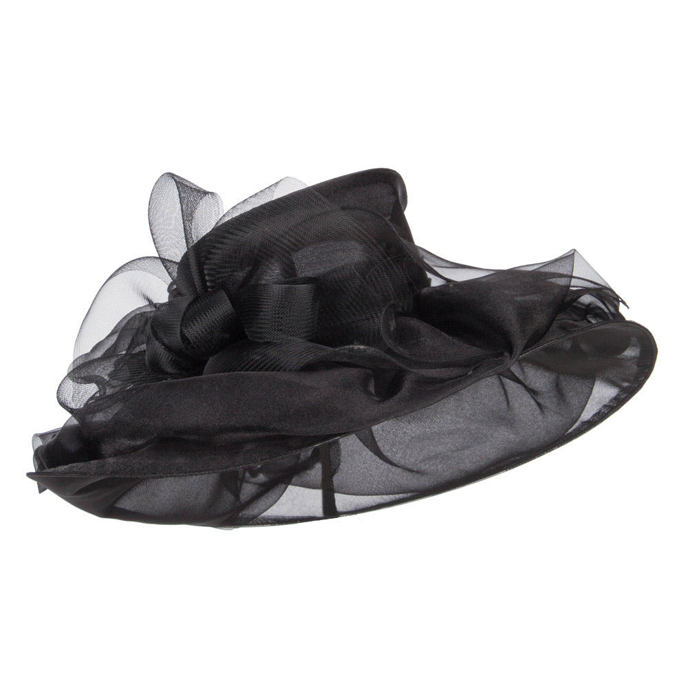 Horsehair Bow Layered Brim Organza Hat