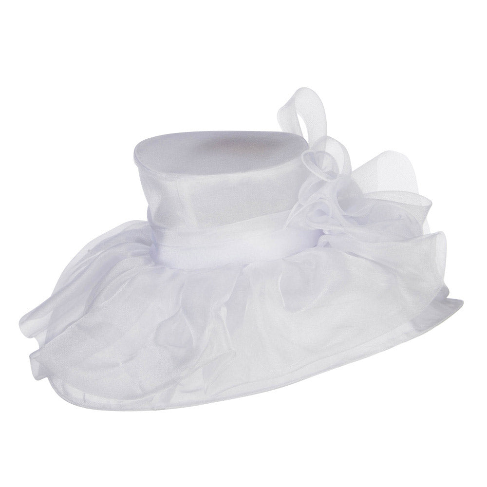 Horsehair Bow Layered Brim Organza Hat