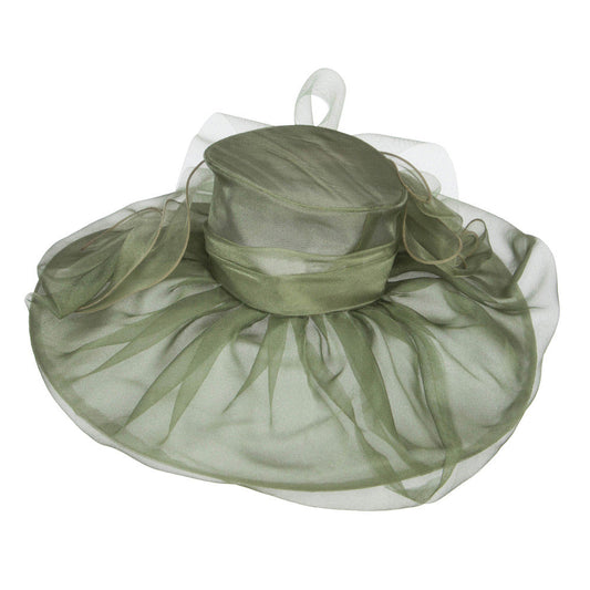 Horsehair Bow Layered Brim Organza Hat