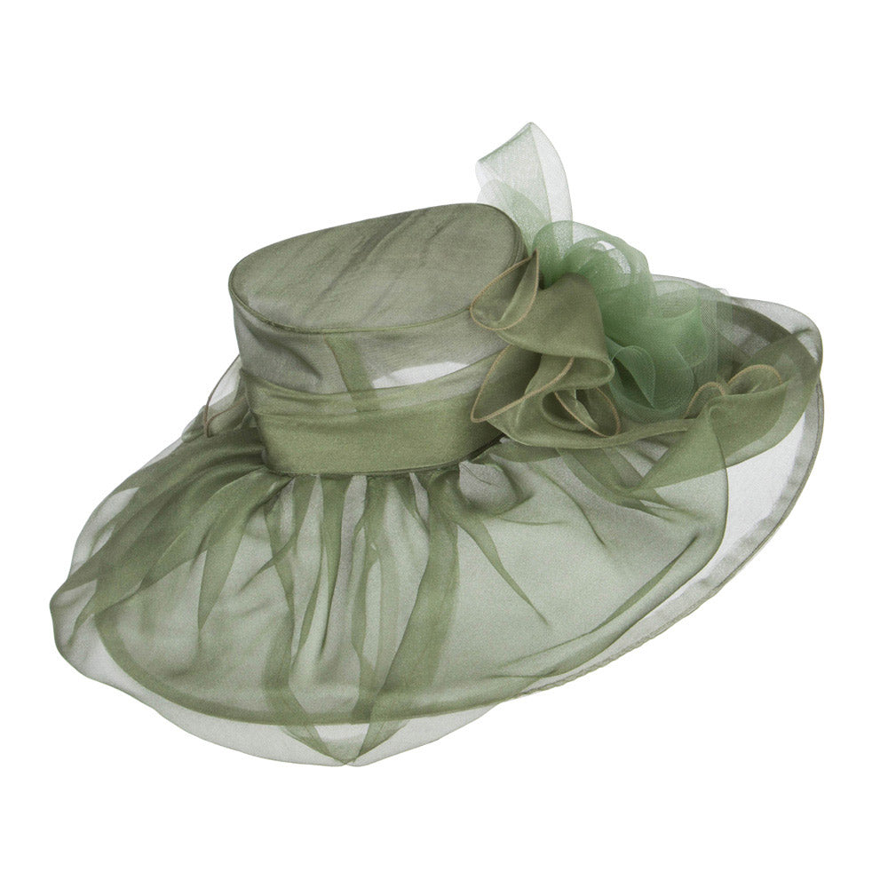 Horsehair Bow Layered Brim Organza Hat
