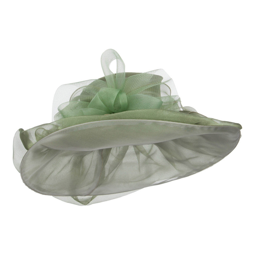 Horsehair Bow Layered Brim Organza Hat
