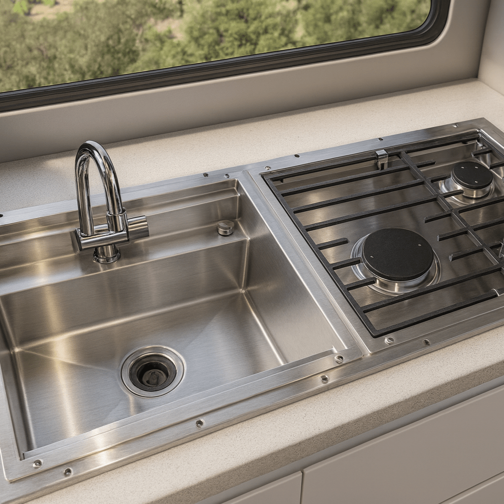 Hitch Kitchen Insert with Sink, Dual Burners & Water Pump