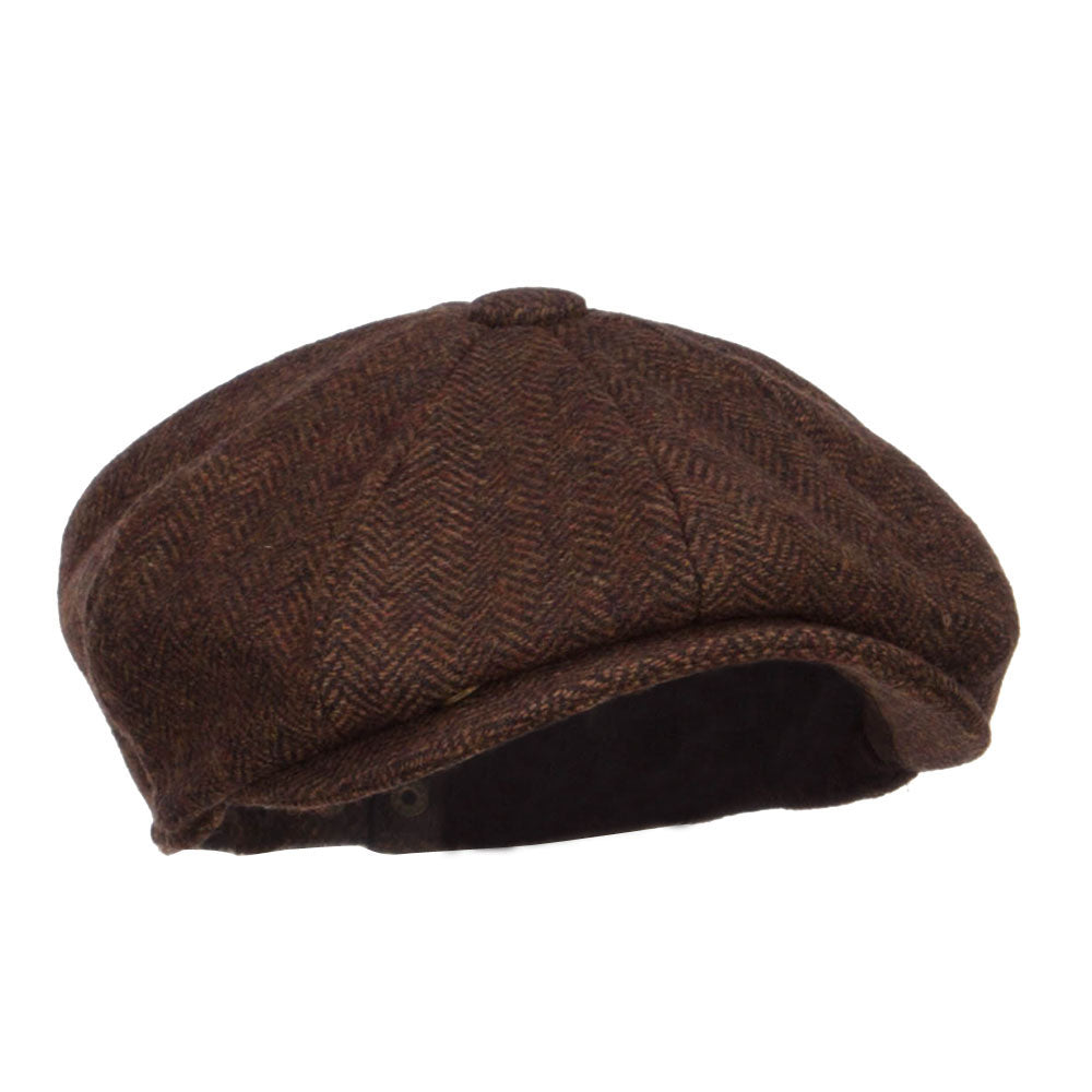 Men's Herringbone Wool 8 Panel Newsboy