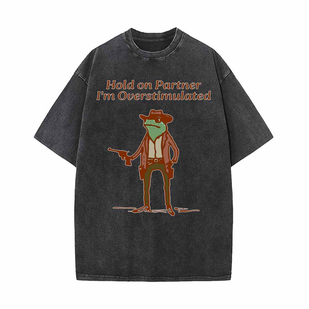 Hold On Partner Frog Cowboy Gunner Pattern T-shirt