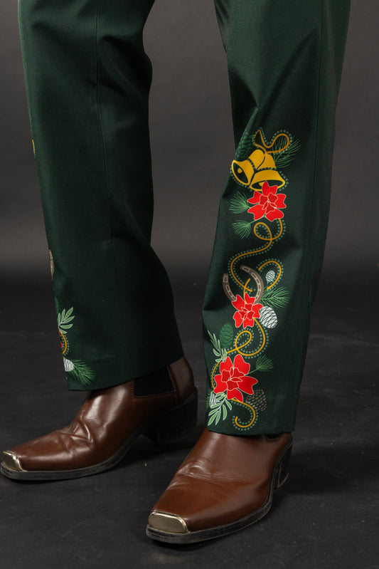 The Holiday Ham | Dark Green Holiday Placement Suit Pants