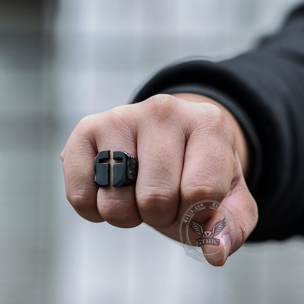 Hollow Cross Stainless Steel Ring