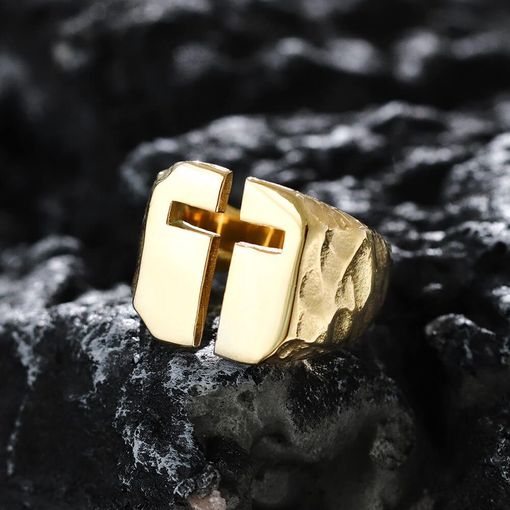 Hollow Cross Stainless Steel Ring