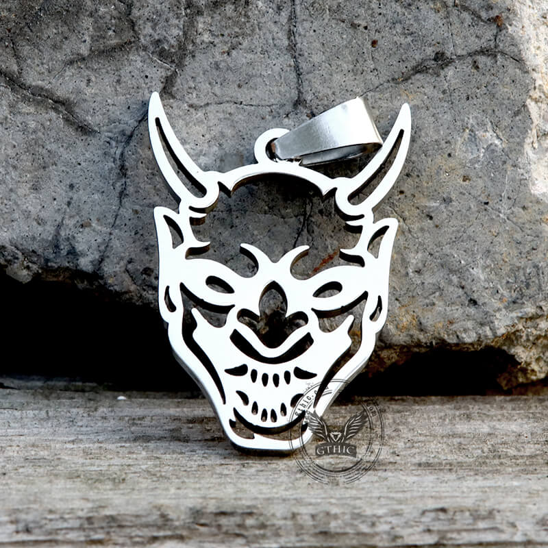 Hollow Oni Mask Stainless Steel Necklace