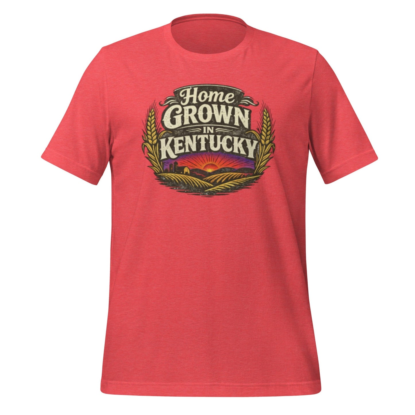 Home Grown in Kentucky T-Shirt | Vintage Wheat & Hills Design | Classic Cotton