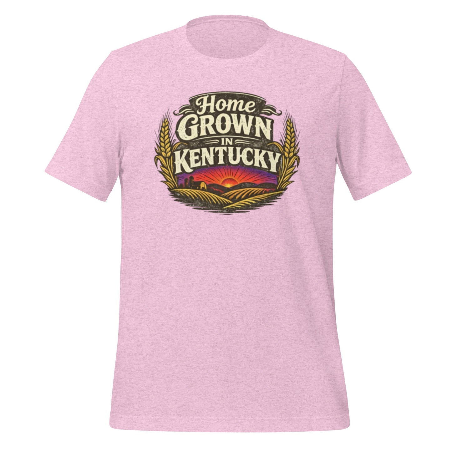 Home Grown in Kentucky T-Shirt | Vintage Wheat & Hills Design | Classic Cotton