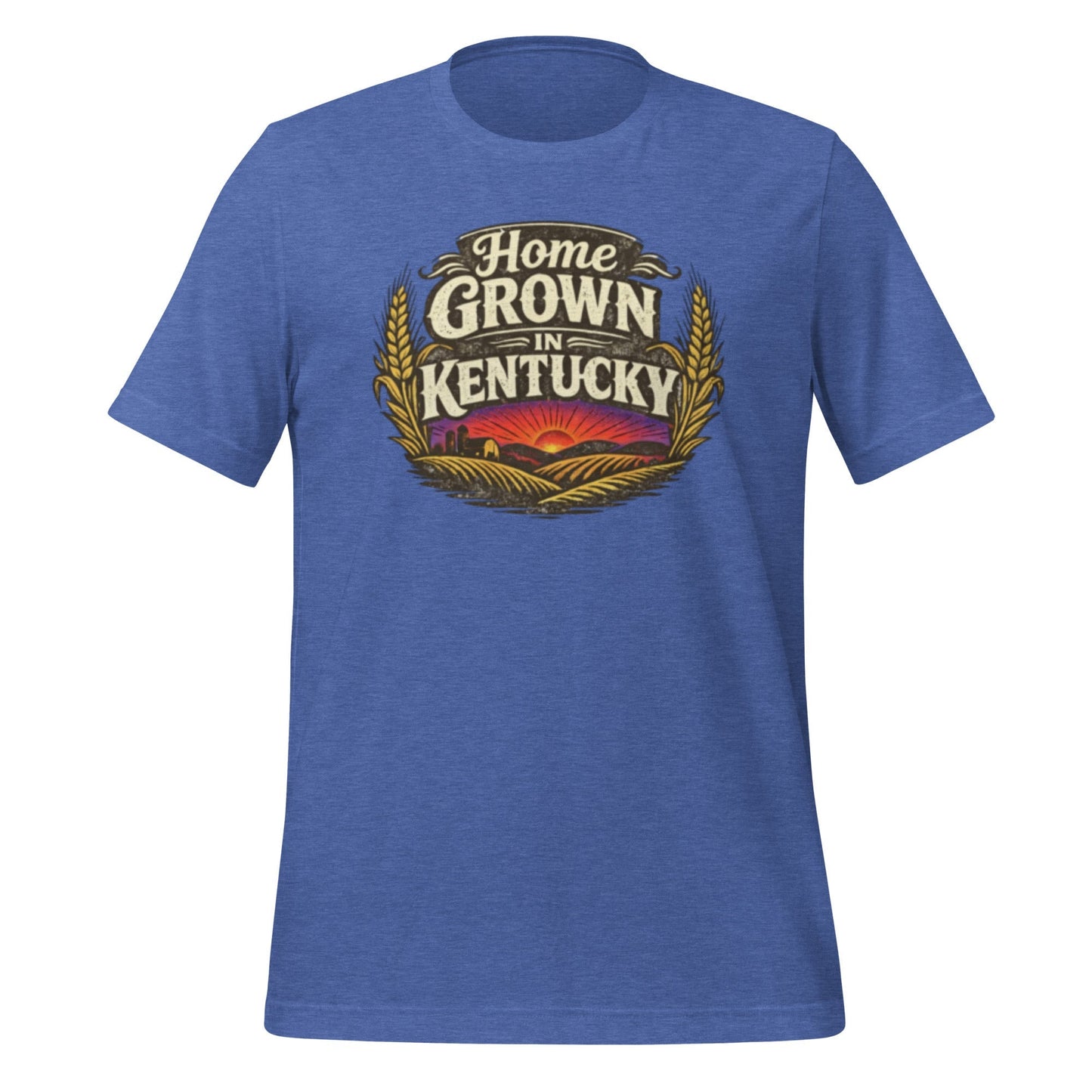 Home Grown in Kentucky T-Shirt | Vintage Wheat & Hills Design | Classic Cotton
