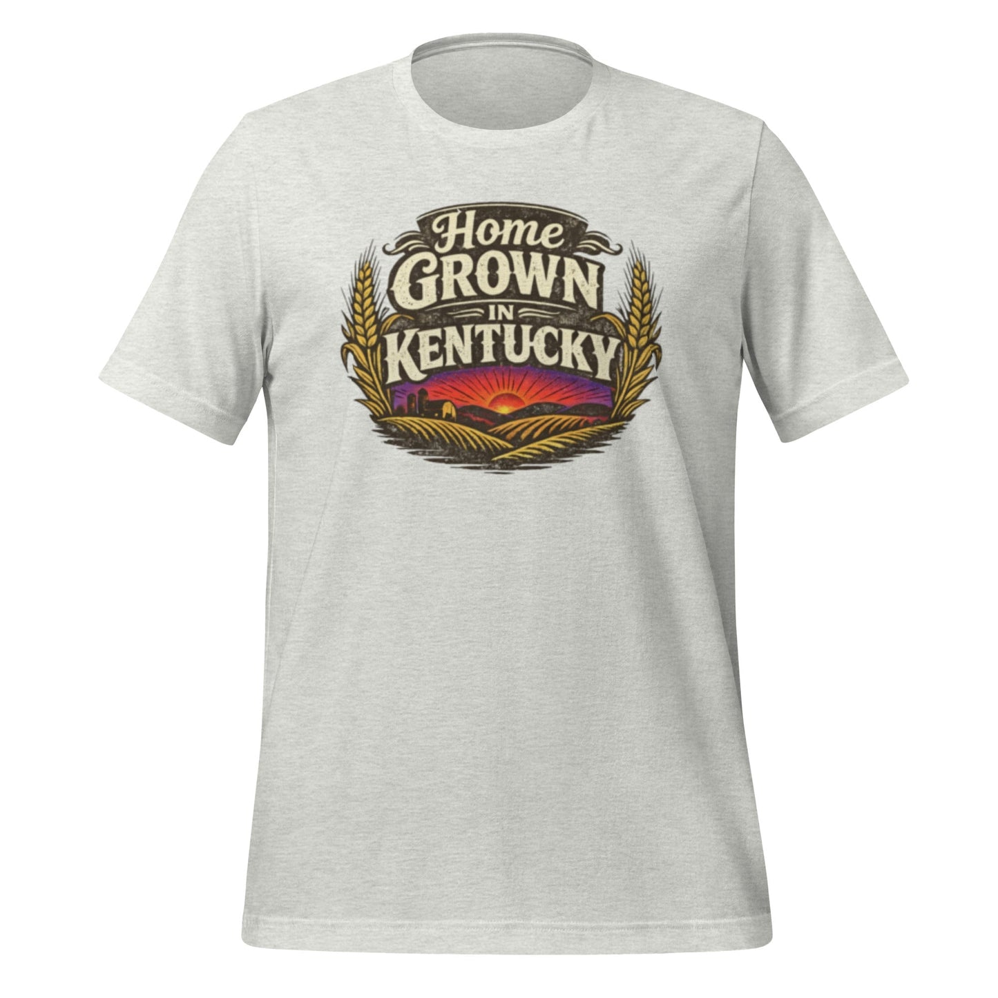 Home Grown in Kentucky T-Shirt | Vintage Wheat & Hills Design | Classic Cotton