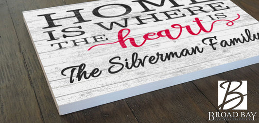 Home Is Where the Heart Is Sign Solid Wood 16.5in x 10.5in