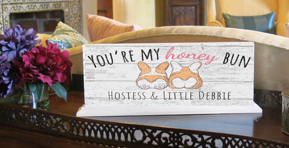 Honeybun Sign Personalized Anniversary Gift With Corgi Dogs