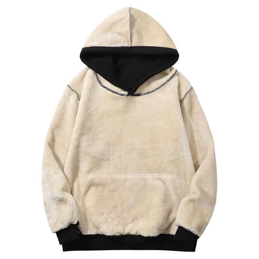Solid Color Multicolor Warm Fleece Sherpa Lined Hoodie