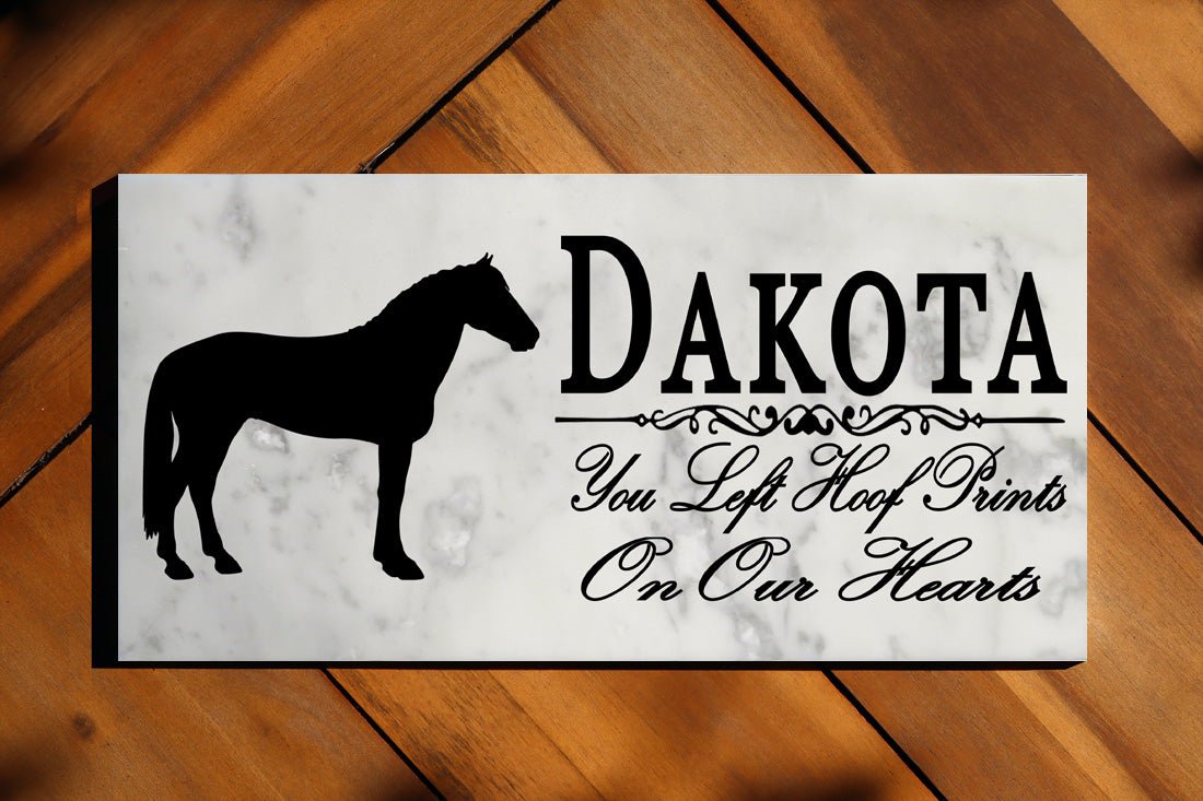 Horse Memorial Plaque – Personalized Marble Tribute With Silhouette & Quote