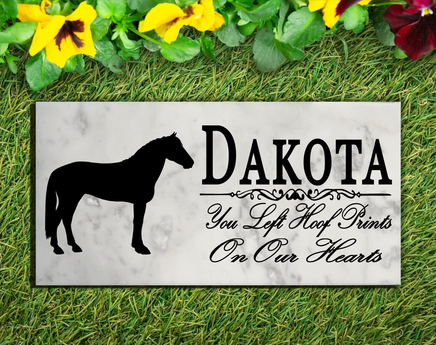 Horse Memorial Plaque – Personalized Marble Tribute With Silhouette & Quote