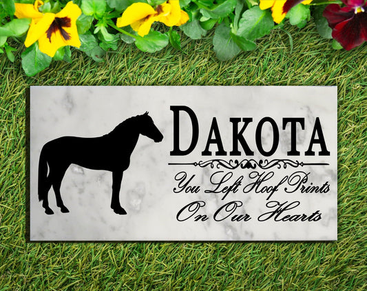Horse Memorial Plaque – Personalized Marble Tribute With Silhouette & Quote