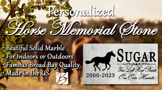 Personalized Horse Memorial Stone – Galloping Silhouette Marble Plaque
