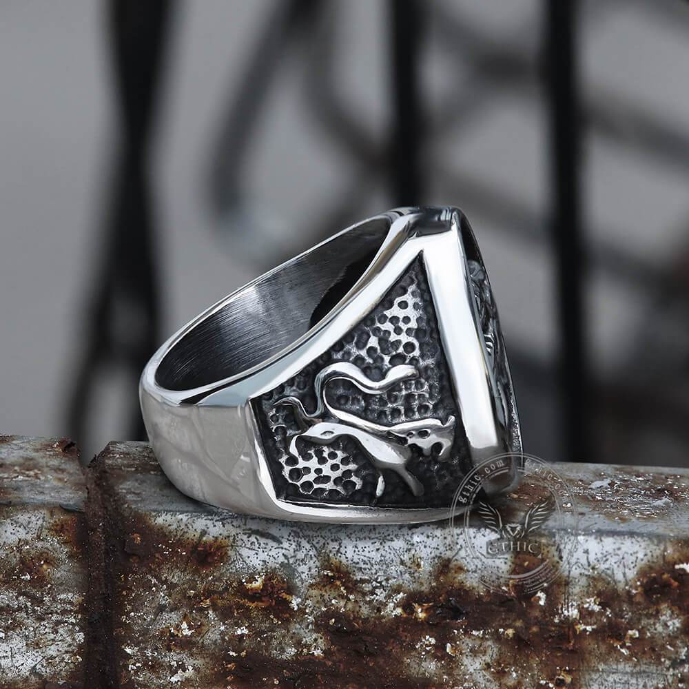 Growling Direwolf Stainless Steel Ring