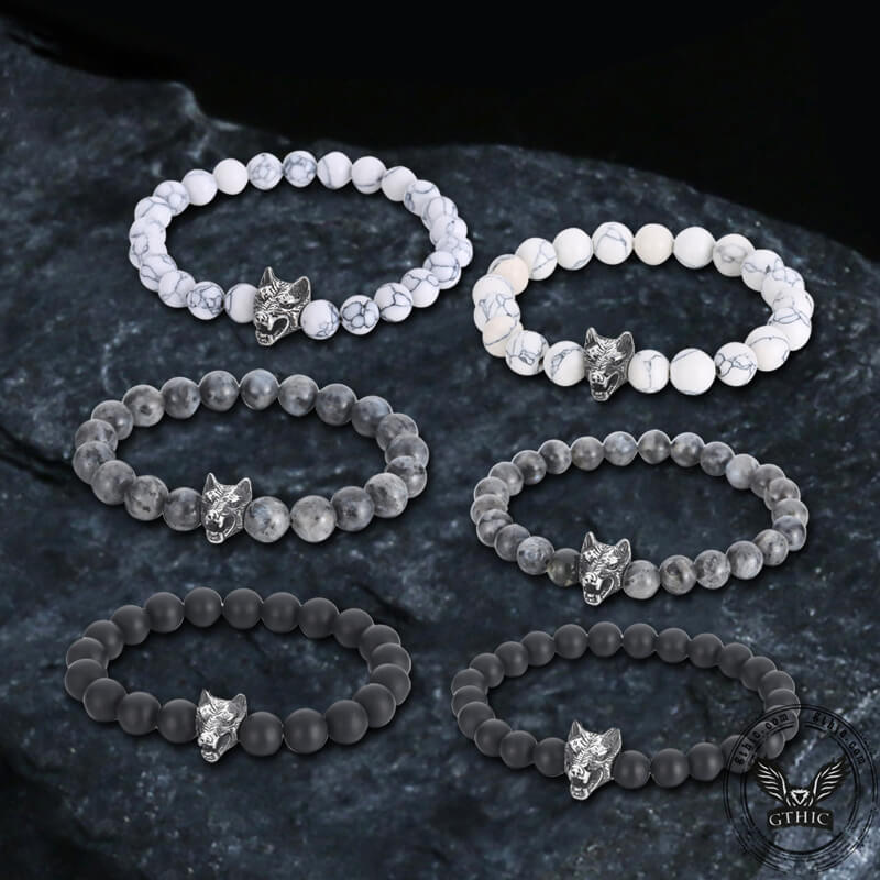 Howling Wolf Turquoise Bead Bracelet