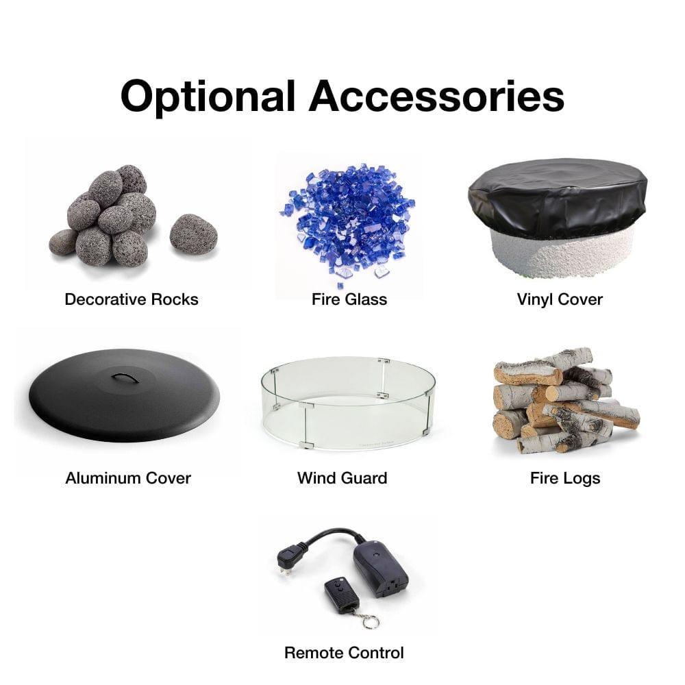 HPC Round Bowl Gas Fire Pit Insert with On/Off Electronic Ignition and Torpedo Burner